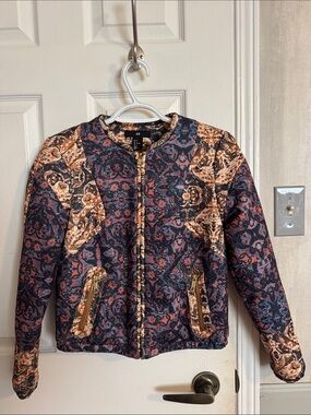H&M Quilted Bomber Jacket in Navy, Rust, Tan
